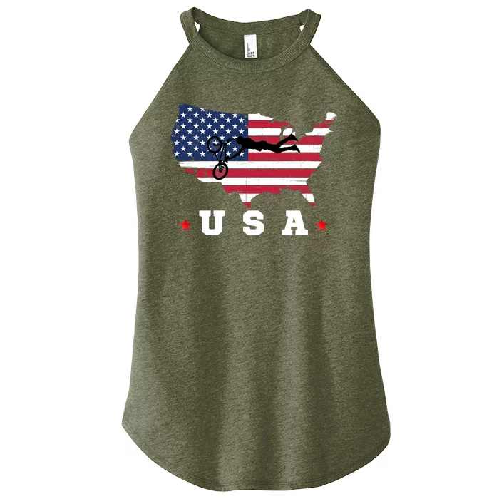 American Flag USA, Patriotic Sports, American Flag BMX Women’s Perfect Tri Rocker Tank