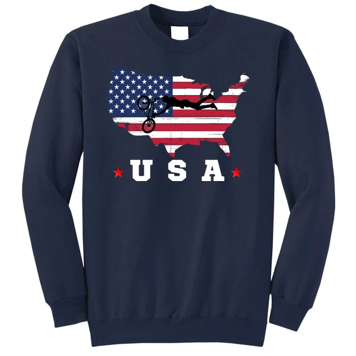 American Flag USA, Patriotic Sports, American Flag BMX Tall Sweatshirt