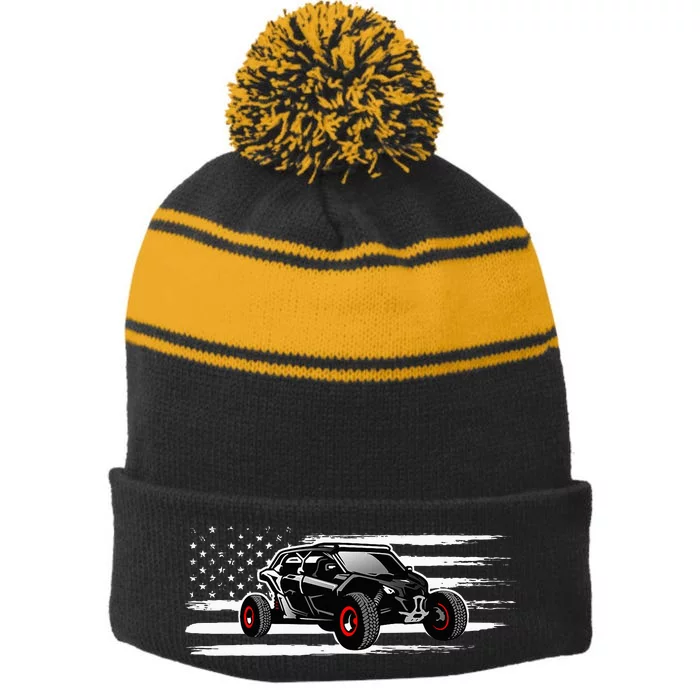 American Flag Utv Side By Side Sxs Off Road Stripe Pom Pom Beanie