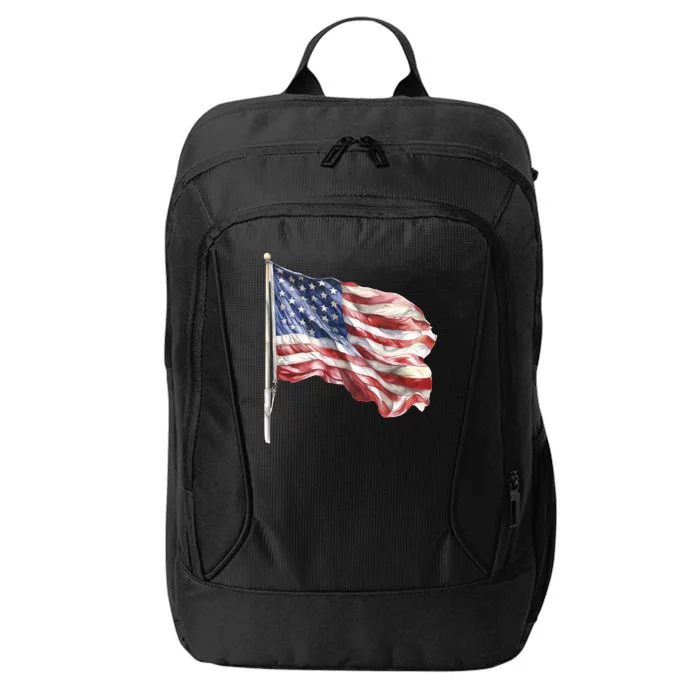 American Flag USA Waving Flag 4th Of July City Backpack