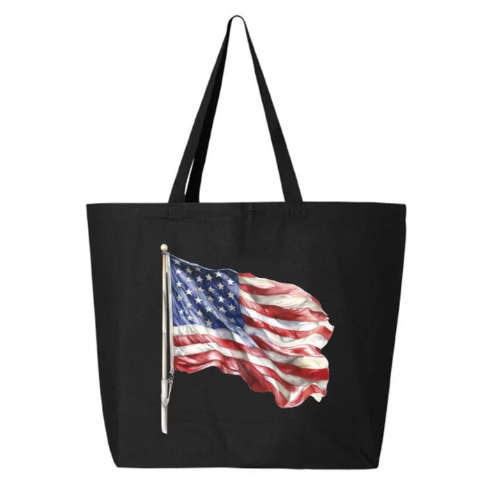 American Flag USA Waving Flag 4th Of July 25L Jumbo Tote