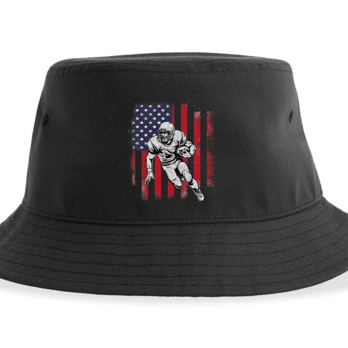 American Football Usa Flag Football Lover Sustainable Bucket Hat