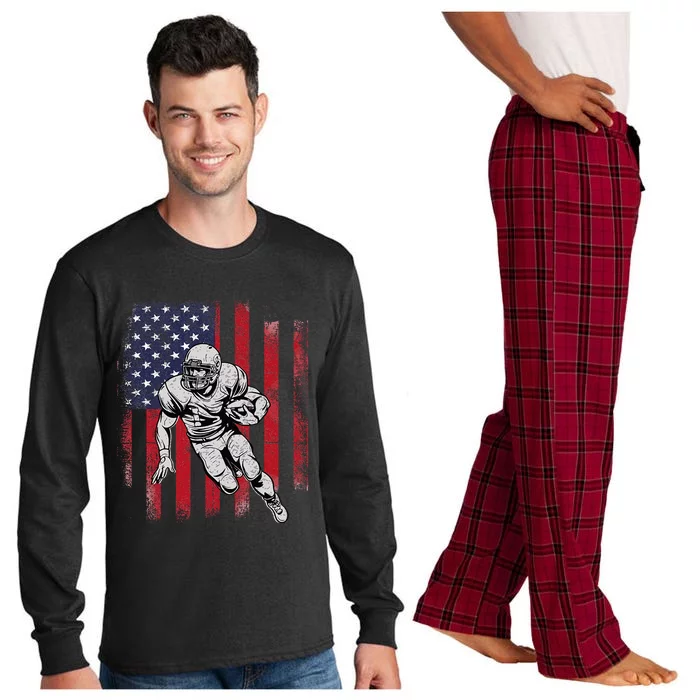 American Football Usa Flag Football Lover Long Sleeve Pajama Set