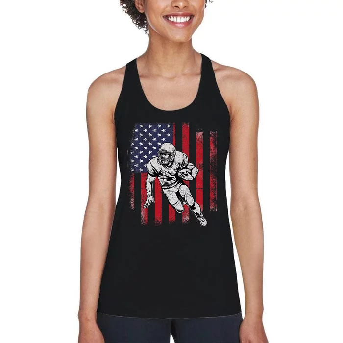 American Football Usa Flag Football Lover Women's Racerback Tank