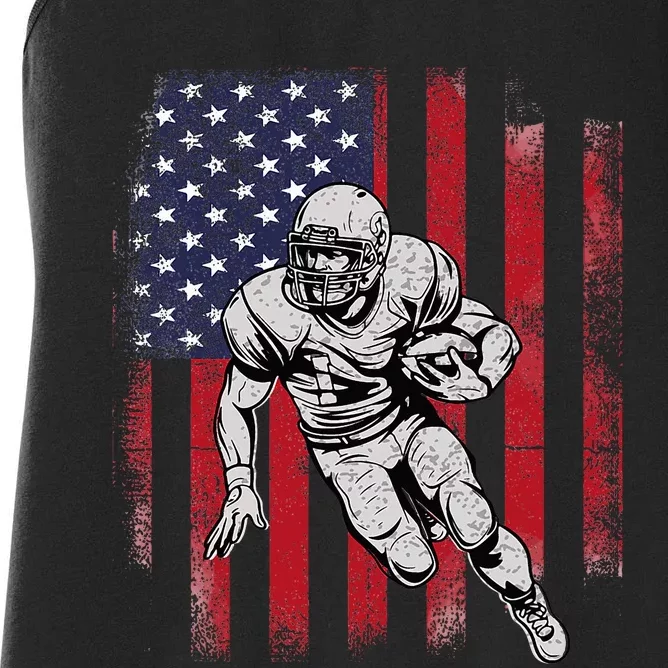 American Football Usa Flag Football Lover Women's Racerback Tank