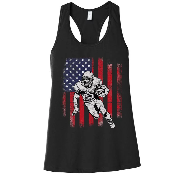 American Football Usa Flag Football Lover Women's Racerback Tank