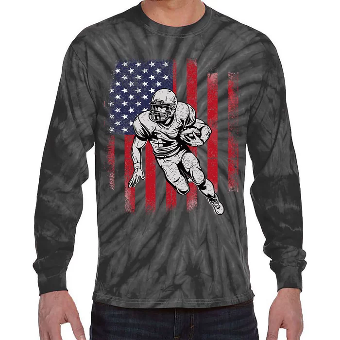 American Football Usa Flag Football Lover Tie-Dye Long Sleeve Shirt