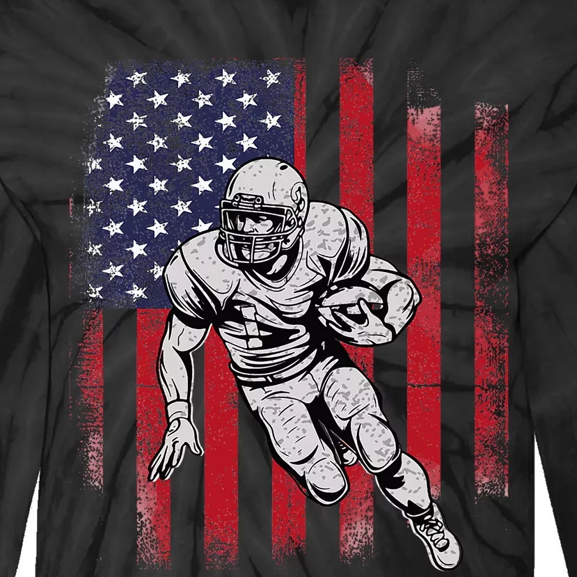 American Football Usa Flag Football Lover Tie-Dye Long Sleeve Shirt