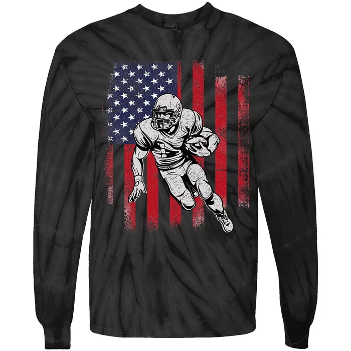 American Football Usa Flag Football Lover Tie-Dye Long Sleeve Shirt