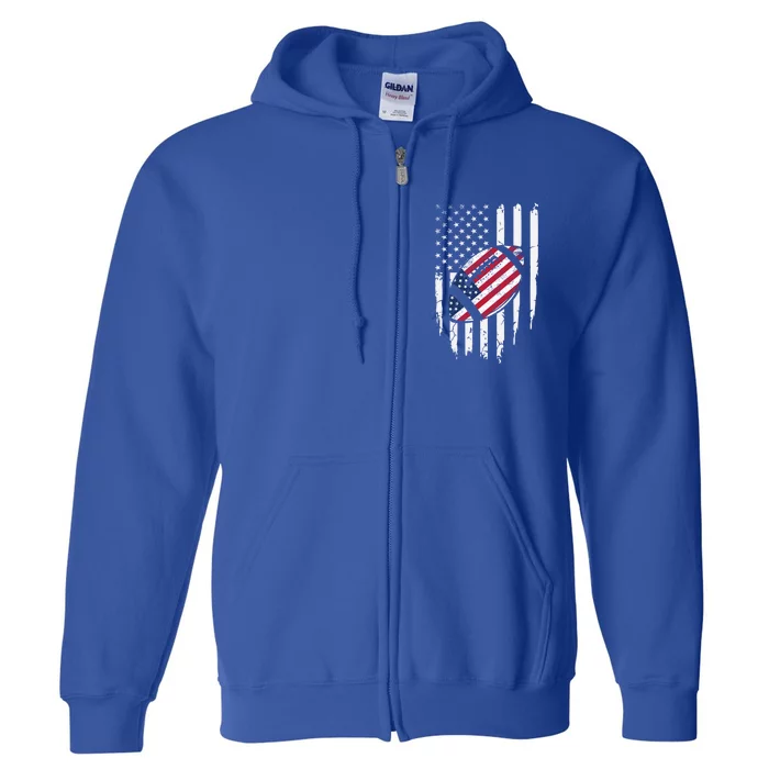 American Football Usa Flag Season Game Day Sports Gift Full Zip Hoodie