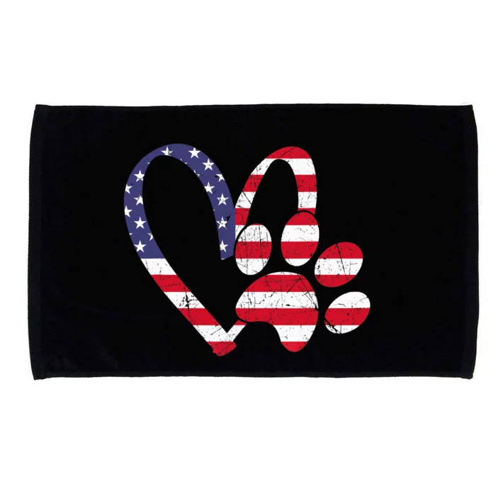 American Flag USA Love Dog Paw Print Animal Paw Dog Lover Microfiber Hand Towel