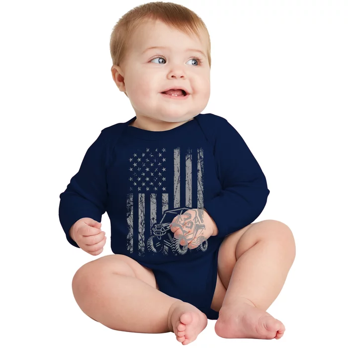 American Flag UTV Side By Side SXS Off Road Baby Long Sleeve Bodysuit