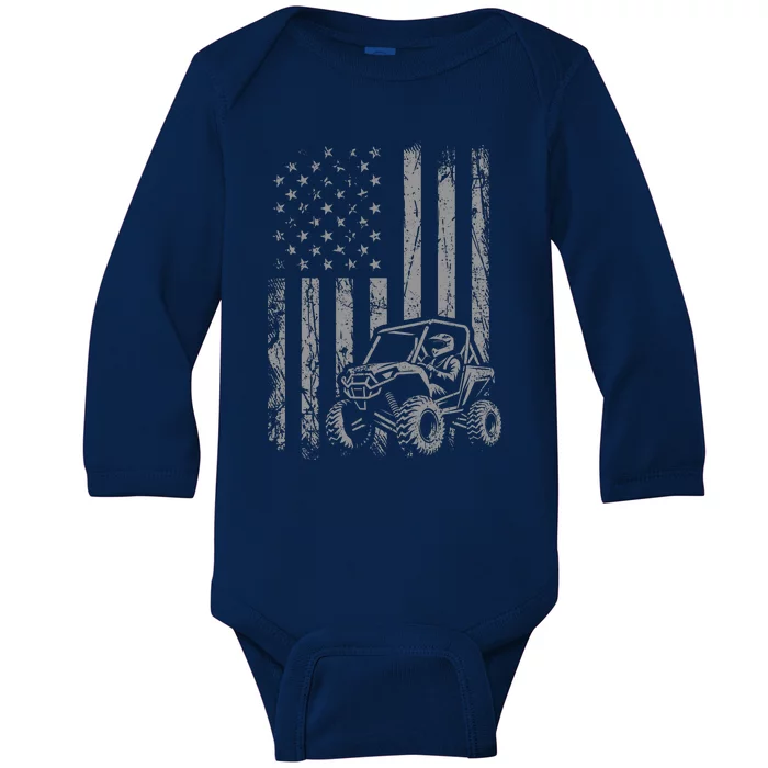 American Flag UTV Side By Side SXS Off Road Baby Long Sleeve Bodysuit