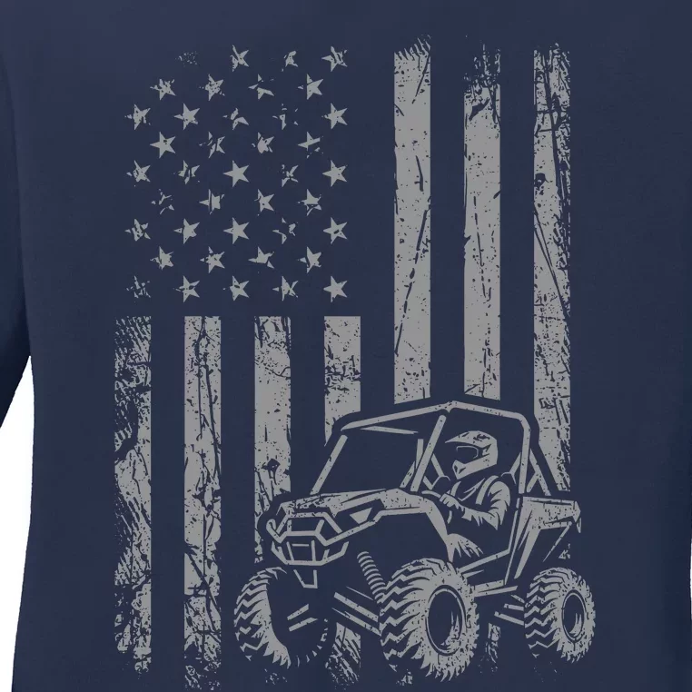 American Flag UTV Side By Side SXS Off Road Ladies Long Sleeve Shirt