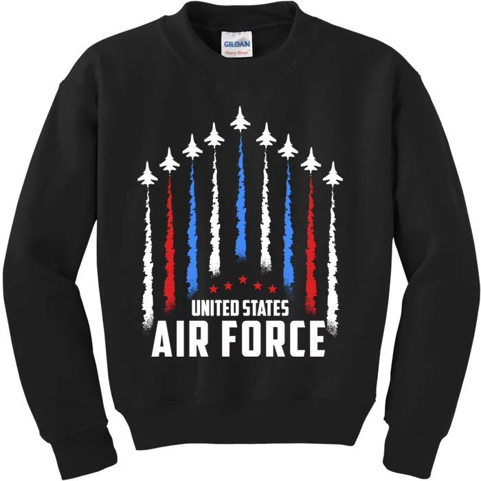 Air Force US Veterans 4th Of July American Flag Kids Sweatshirt