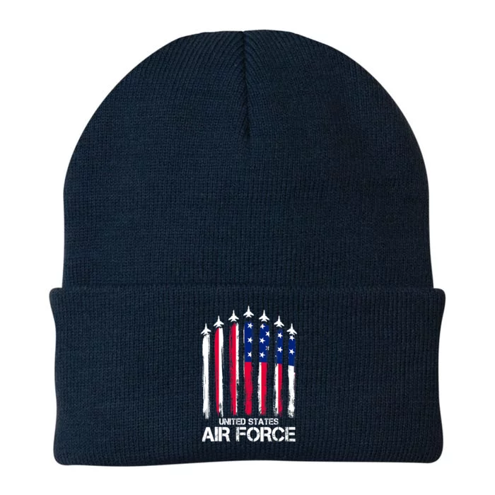 Air Force US Veterans 4th Of July American Flag Knit Cap Winter Beanie