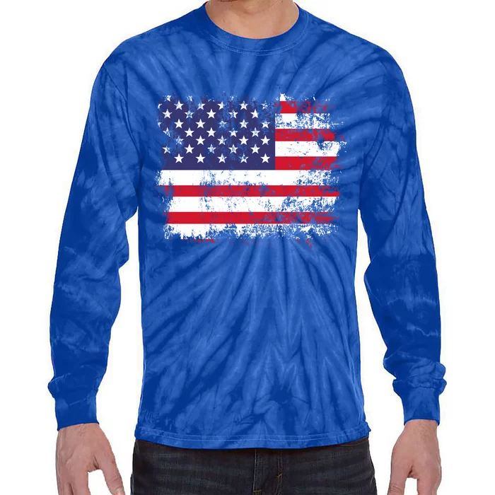 American Flag United States Usa Tattered Flag Great Gift Tie-Dye Long Sleeve Shirt