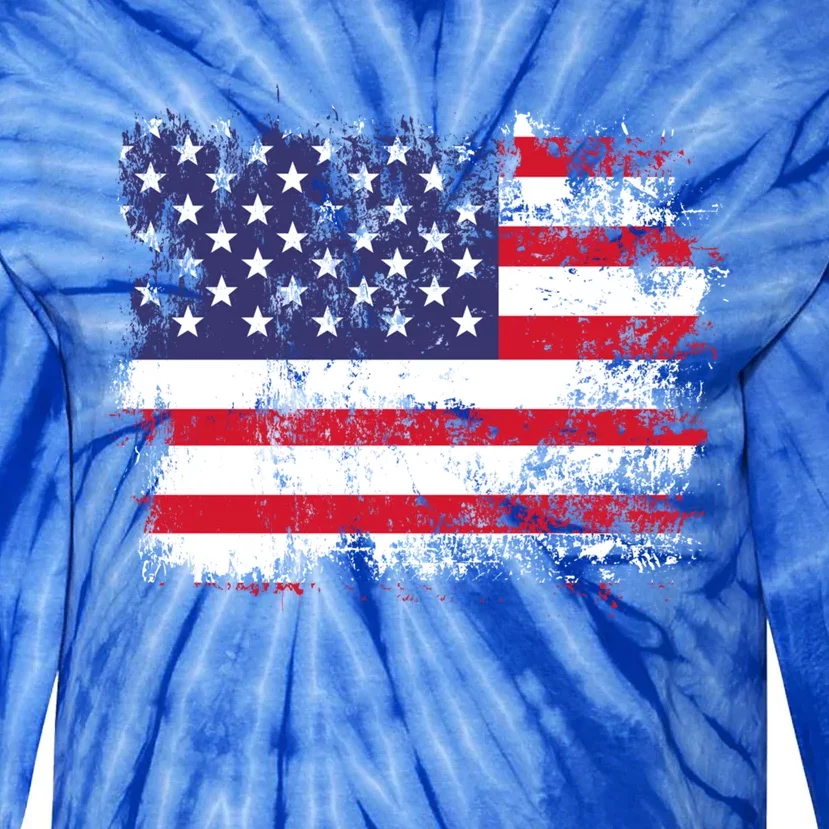 American Flag United States Usa Tattered Flag Great Gift Tie-Dye Long Sleeve Shirt