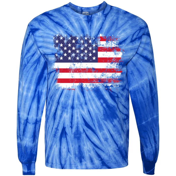 American Flag United States Usa Tattered Flag Great Gift Tie-Dye Long Sleeve Shirt