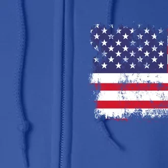 American Flag United States Usa Tattered Flag Great Gift Full Zip Hoodie