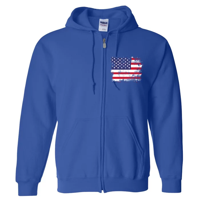 American Flag United States Usa Tattered Flag Great Gift Full Zip Hoodie