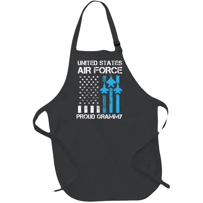 Air Force Us Veteran Proud Air Force Grammy 4Th Of July Full-Length Apron With Pocket