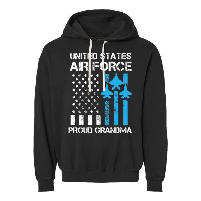 Air Force Us Veteran Proud Air Force Grandma 4Th Of July Garment-Dyed Fleece Hoodie