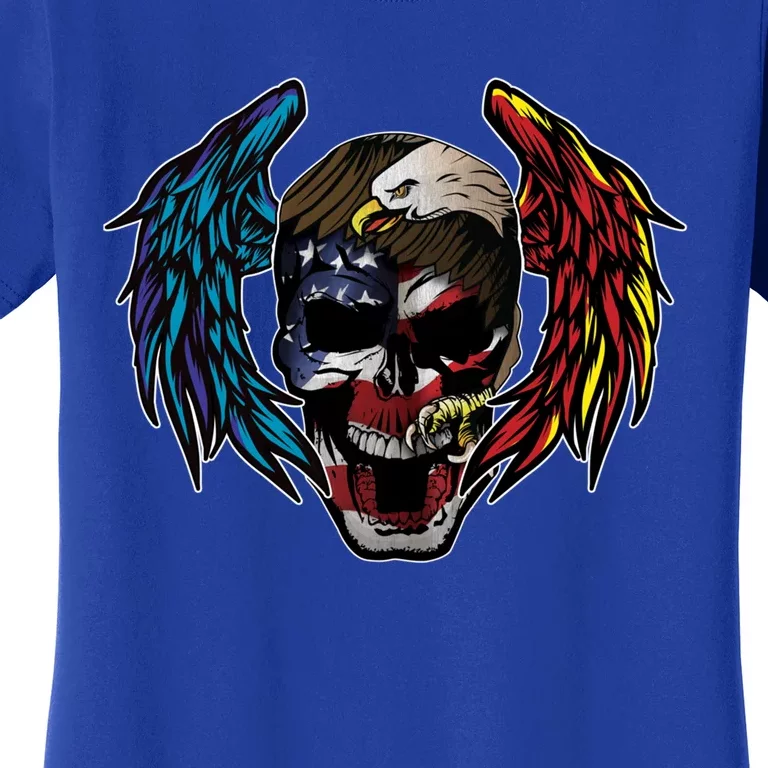 American Flag Usa Eagle Skull Patriotic 4th Of July Great Gift Women's T-Shirt