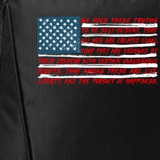 American Flag Us Flag Gift Declaration Of Independence Freedom Funny Gift City Backpack