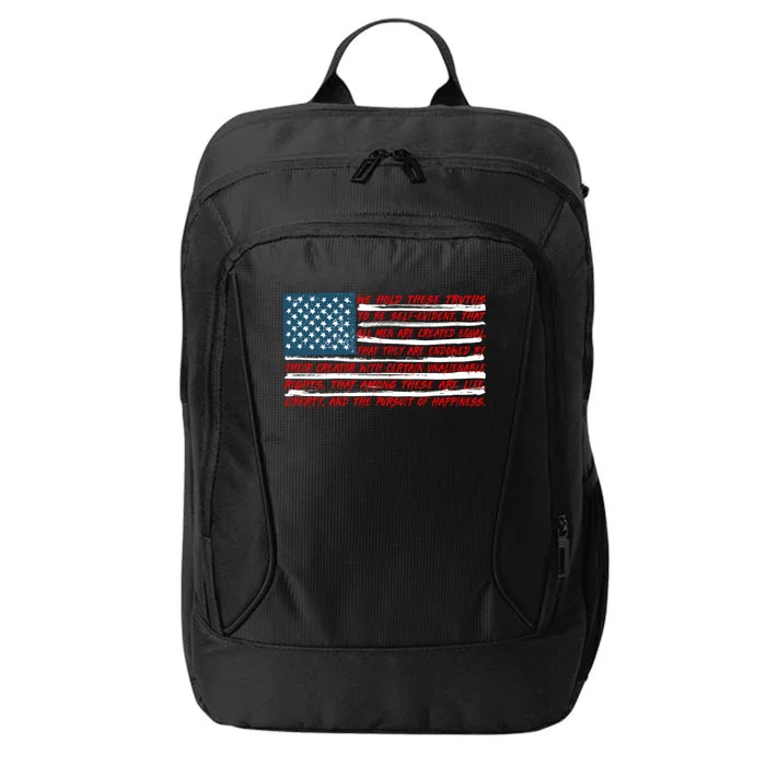 American Flag Us Flag Gift Declaration Of Independence Freedom Funny Gift City Backpack