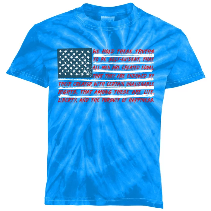 American Flag Us Flag Gift Declaration Of Independence Freedom Funny Gift Kids Tie-Dye T-Shirt