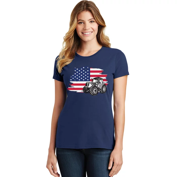 American Farmer US Flag Farmer Farming Gift Women's T-Shirt