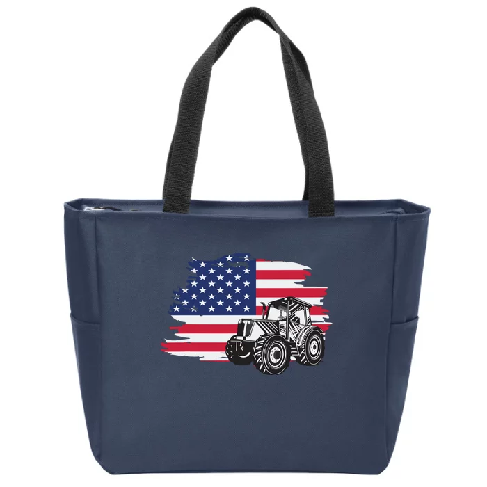 American Farmer US Flag Farmer Farming Gift Zip Tote Bag