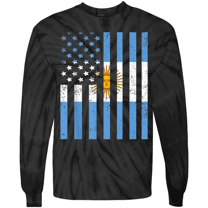 Argentina Flag USA American Flag Heritage Argentinian Tie-Dye Long Sleeve Shirt