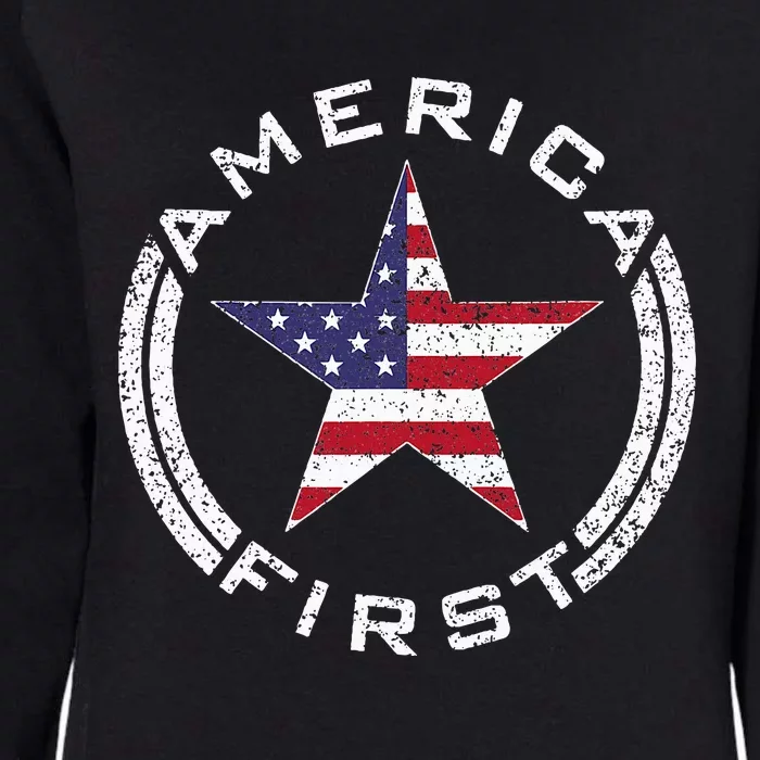 America First Usa Flag American Star Roundel Patriot Womens California Wash Sweatshirt