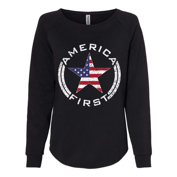 America First Usa Flag American Star Roundel Patriot Womens California Wash Sweatshirt