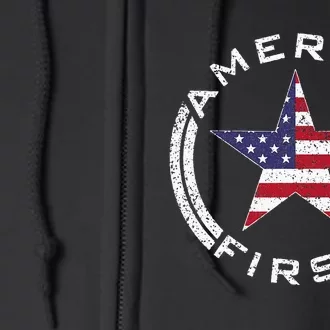 America First Usa Flag American Star Roundel Patriot Full Zip Hoodie