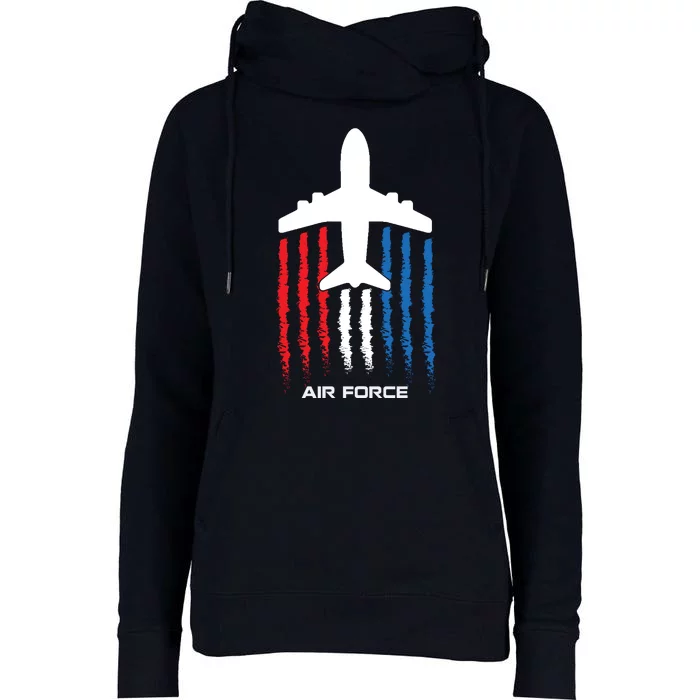 Air Force US Veterans American Flag 4th Of July Patriotic Womens Funnel Neck Pullover Hood