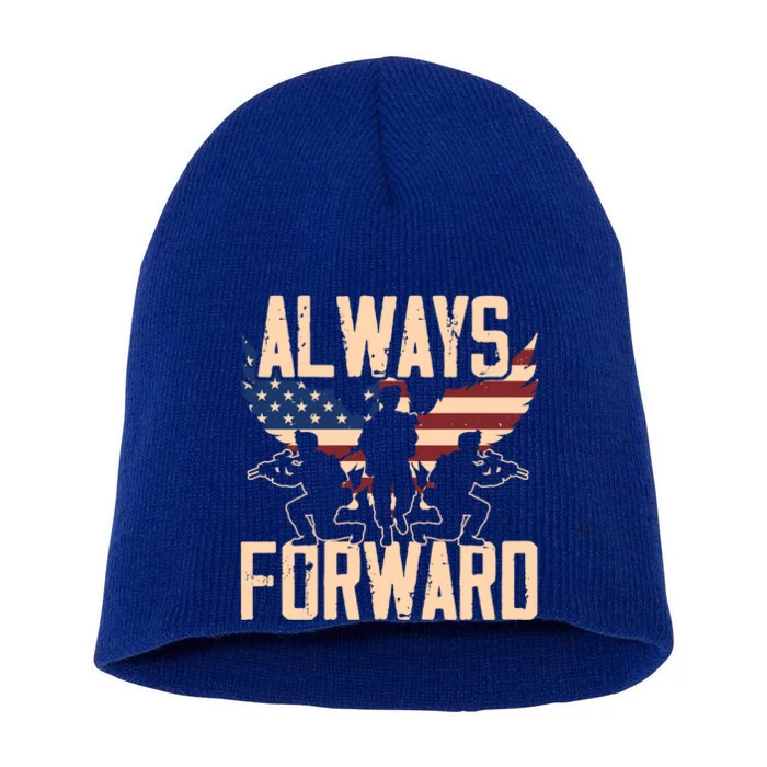 Always Forward Usa America Military Soldier Veteran Gift Short Acrylic Beanie