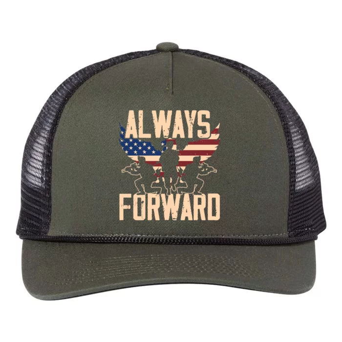 Always Forward Usa America Military Soldier Veteran Gift Retro Rope Trucker Hat Cap