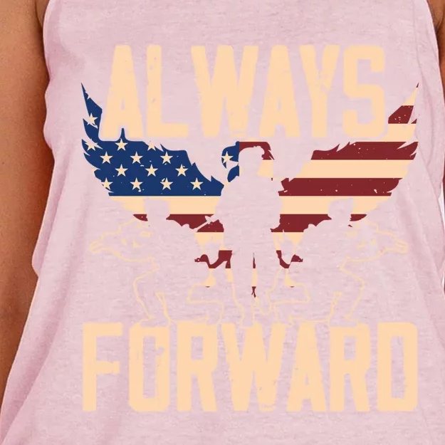 Always Forward Usa America Military Soldier Veteran Gift Women's Knotted Racerback Tank