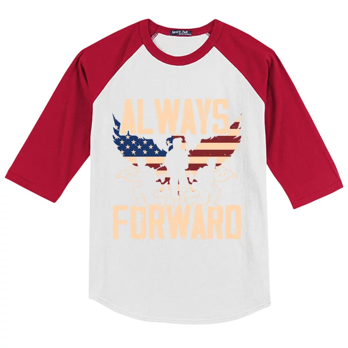 Always Forward Usa America Military Soldier Veteran Gift Kids Colorblock Raglan Jersey