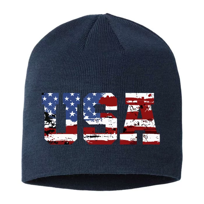 American Flag Usa United States Of America Us 4th Of July 8 1/2in Sustainable Knit Beanie