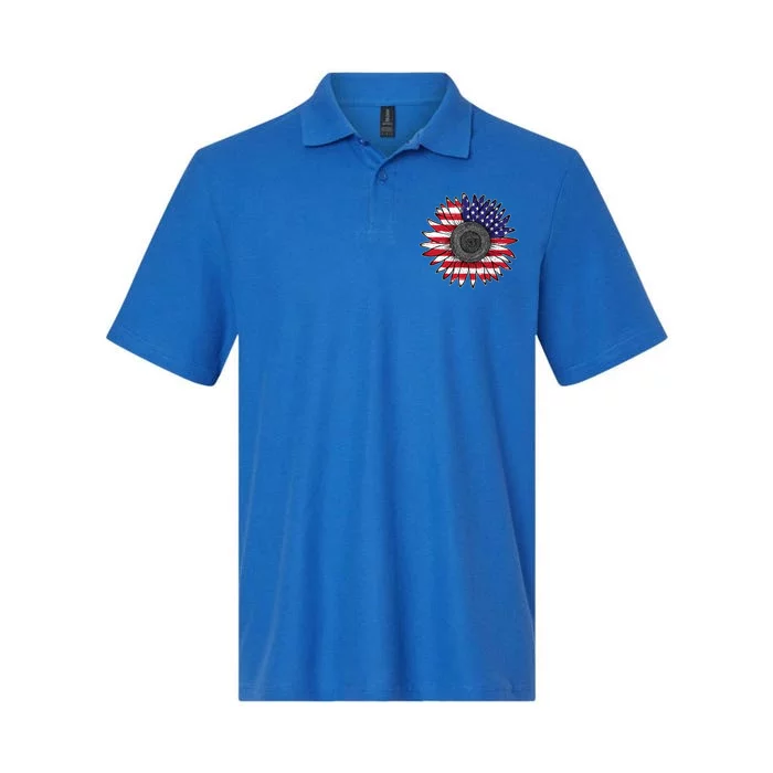 American Flag Vintage Sunflower 4th Of July Mom Mama Gift Softstyle Adult Sport Polo