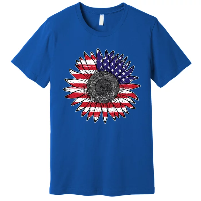 American Flag Vintage Sunflower 4th Of July Mom Mama Gift Premium T-Shirt