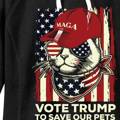 American Flag Vote Trump To Save Our Pets 2024 Maga Trump Women's Fleece Hoodie