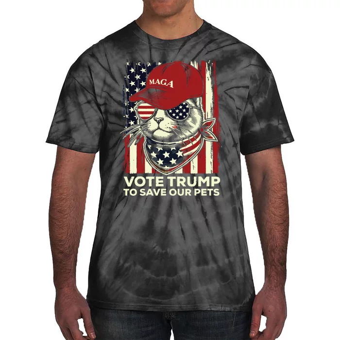 American Flag Vote Trump To Save Our Pets 2024 Maga Trump Tie-Dye T-Shirt