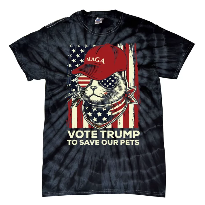 American Flag Vote Trump To Save Our Pets 2024 Maga Trump Tie-Dye T-Shirt