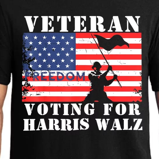 American Flag Voting For Harris Walz Waltz Veteran Freedom Gift Pajama Set