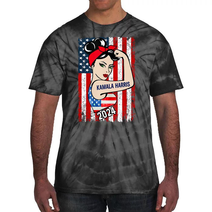 America Flag Vote 47 Kamala Harris 2024 President Tie-Dye T-Shirt